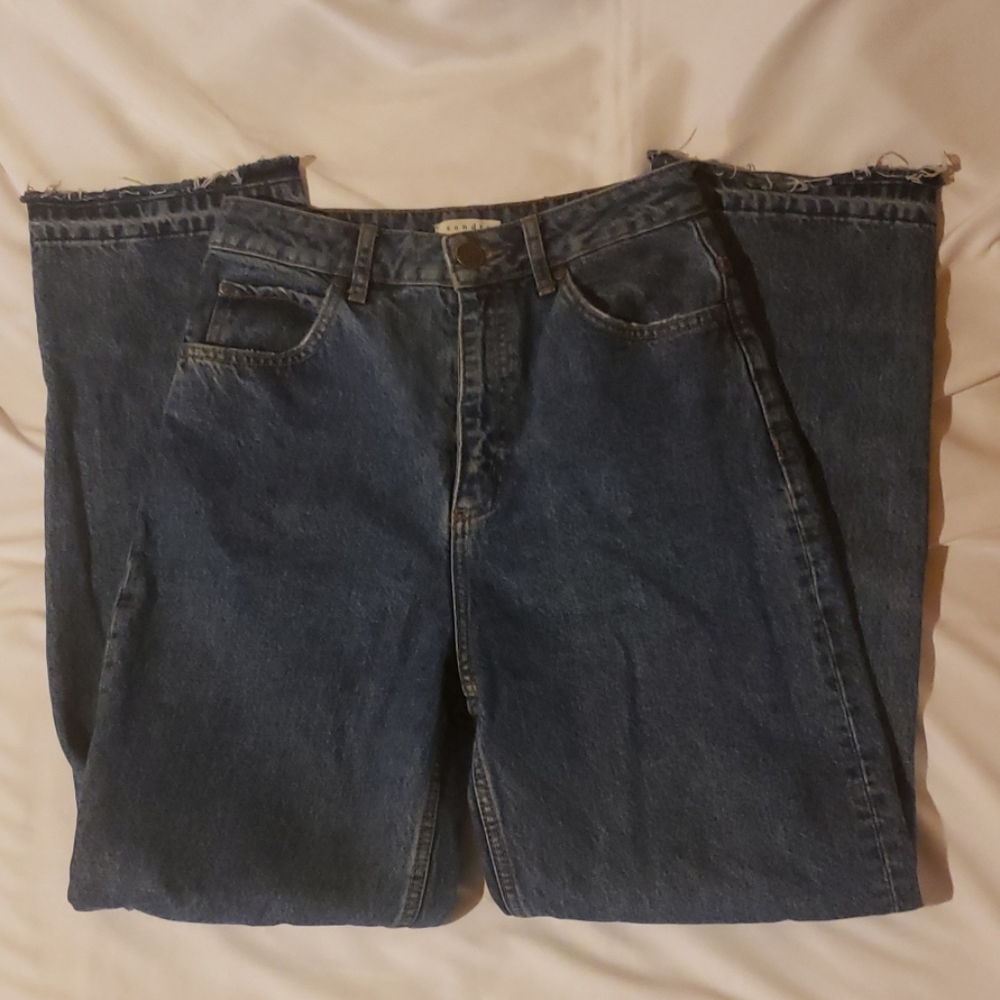 Sandro Paris Ripped Knee WideLeg Mom Jean size 36